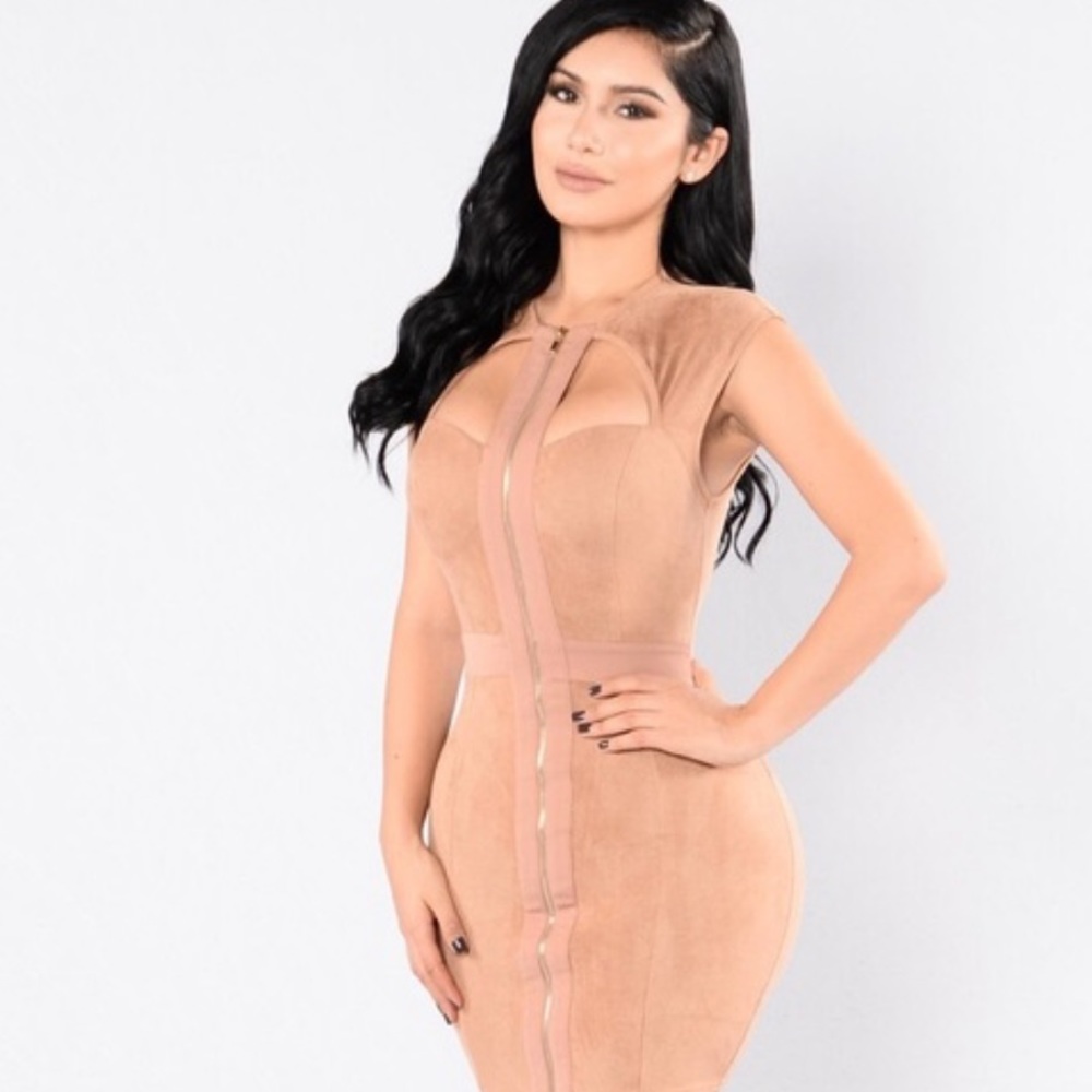 Fashion Nova Fitted Suede Mini Dress